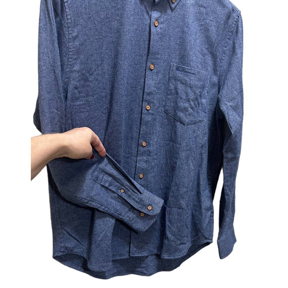 Ben Sherman Men Button Down Shirt M Long Sleeve Blue Pointed Collar 100% Cotton - Picture 2 of 10